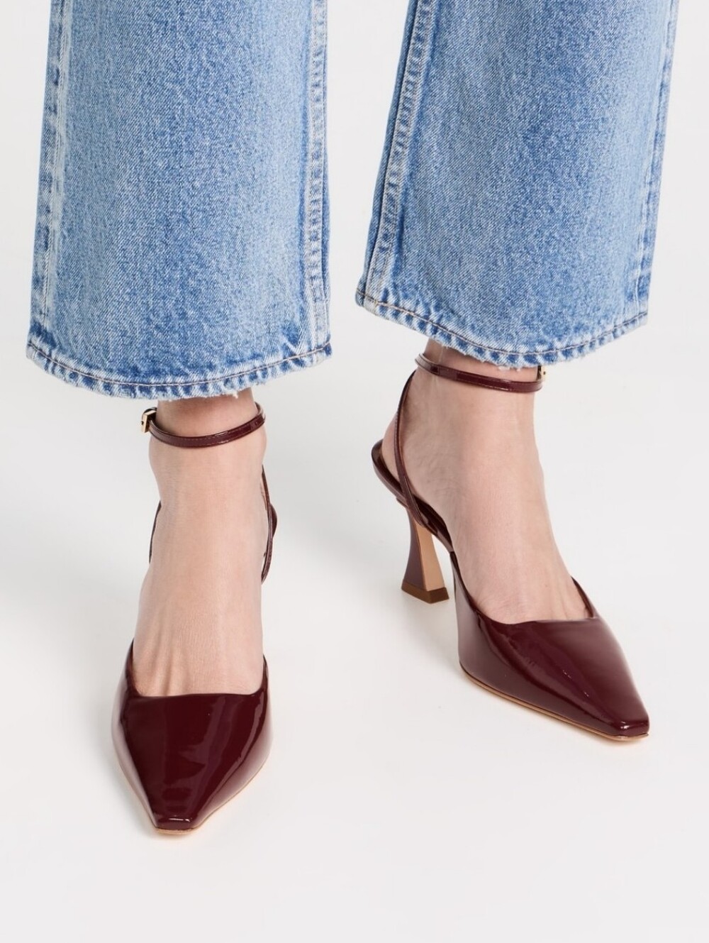 Reformation Natasha Shoes In Wine Patent